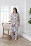 Print Buttoned Short Sleeve Single Jersey Women's Pajama Set - Vg138 - 2