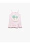 Cotton Ruffle Detailed Ice Cream Printed Slim Strap Dress