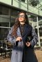 Double Breasted Collar Sleeve Belted Trench Coat - 3