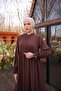 Ankanoor Bitter Brown Half Placket 3 Layer Hijab Dress Anka 255078 - 5