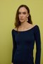 Women's Navy Blue Madonna Collar Mini Dress - 3