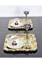 6 Pcs Presentation Tray & Coffee & Tea Tray - Gold Tray Casting Gold Rose Framed - 4