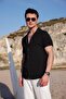 Men's Black Color Twist Pattern Short Sleeve Shirt - 4