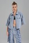 Women's Striped Woven Fabric Comfortable Fit Short Sleeve Jacket - 2