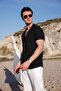Men's Black Color Twist Pattern Short Sleeve Shirt - 2