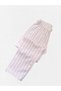 Girl's 100% Cotton Shirt Collar Buttoned Pink Striped Ribbed Seasonal Pajama Set - 6