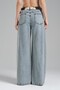 Women's Denim Color Ripped Detailed Belted Design Palazzo Jean - 7
