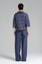Women's Navy Blue Color Waist Elastic Stripe Detailed Loose Cut Design Trousers - 7