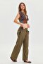 Bohemian Trousers with Pleated Bias Cut Buttons - 2