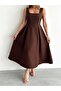 Women's Strappy Brown Balloon Dress - 2