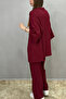 Women's Burgundy Color Palazzo Trousers - Kimono Set - 5