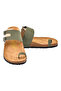 Genuine Leather Beige-Khaki Women's Slippers - 2