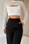 Black Pencil Rubber Detailed Trousers - 3