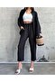 Women's Two-Piece Linen Shirt Pants Top and Bottom Set With Tie - 3