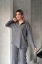 Smoked Zipper Detailed Thin Ribbon Women's Double Suit - 3