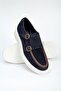 Alves Men's Genuine Leather Handmade Navy Blue Casual Shoes - 5
