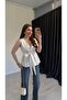 Belted Wrap Collar Blouse Ecru