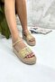Beige Straw Wedge Heel Women's Sandals Ew7016 - 4