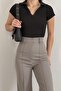 New Season Women's Flexible Knitwear Fabric V-Neck Short Sleeve Basic Blouse 0271