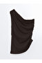 Alita City with a Difference in Color, Lcw Vision Brown Raschel Plain One-Shoulder Sleeveless Women's Blouse - 5