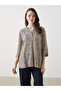 Women's Leopard Print Blouse with Cropped Collar