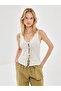 Beige V-Neck Textured Women's Blouse