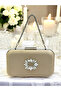 Nude Color Satin Stone Handle Women's Evening Dress Bag - 2
