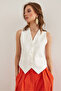 Women's White Fleto Pocket Premium Lined Double Vest Ylk- 19000057 - 4