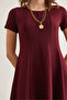 Women's Burgundy Pieced Trend Mini Flared Dress Elb-19002348 - 5