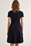 Women's Navy Blue Pieced Trend Mini Flared Dress Elb-19002348 - 6