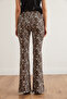 Women's Coffee Leopard Spanish Leg Soft Textured Viscon Leggings Tyt-19000092 - 8