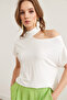 Women's White One Shoulder Low-Cut Viscose Blouse Blz- 19002882 - 5