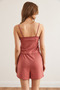 Women's Dusty Rose Top Strap Blouse Bottom Pocket Shorts Pajama Set Pjm-00000021 - 8