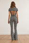 Women's Black and White Backless Blouse Spanish Leggings Jacquard Suit Tkm- 19000361 - 5