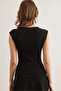 Women's Black Drop Low-Cut Shoulder Detailed Cotton Modal Blouse Blz- 19002881 - 8