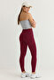 Bordo Seamless/Dikişsiz Push Up Tam Boy Örme Spor Tayt THMAW25TY00003
