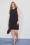 Black Sleeveless Crew Neck Mini Shift Woven Plus Size Dress Tbbss25Ah00212