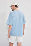 Mavi-Antrasit Oversize/Geniş Kesim 2'li Paket Baskılı-Düz %100 Pamuk T-Shirt TMNSS25TS00212 - 5