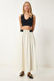 Women's Light Yellow Pocket Flared Parachute Skirt Hc00228 - 4