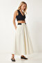 Women's Light Yellow Pocket Flared Parachute Skirt Hc00228 - 3