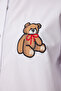 Women's White Teddy Bear Embroidered Woven Shirt Nj00166 - 4