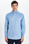 Men's Regular Fit Classic Cut 100% Cotton Satin Single Pocket Blue Shirt - 3