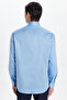 Men's Regular Fit Classic Cut 100% Cotton Satin Single Pocket Blue Shirt - 5