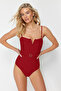 Red Belted Strapless Covered Hipster Swimsuit Tbess21Ma0134 - 3