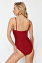Red Belted Strapless Covered Hipster Swimsuit Tbess21Ma0134 - 5
