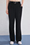 Siyah Kemerli Wide Leg/Geniş Paça Dokuma Pantolon TWOSS25PL00104 - 3