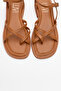 ANTAS Tan Genuine Leather Women's Flip Flops Sandals - 2