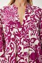 Women's Plum Cream Patterned Flowy Shirt Dress Wf00097 - 5