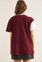 Women's Burgundy White Asymmetrical Colorblock T-Shirt Tsh- 19000350 - 2