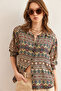 Women's Stone Kilim Washed Soft-Textured Patterned Viscose Shirt GML-19001305 - 5